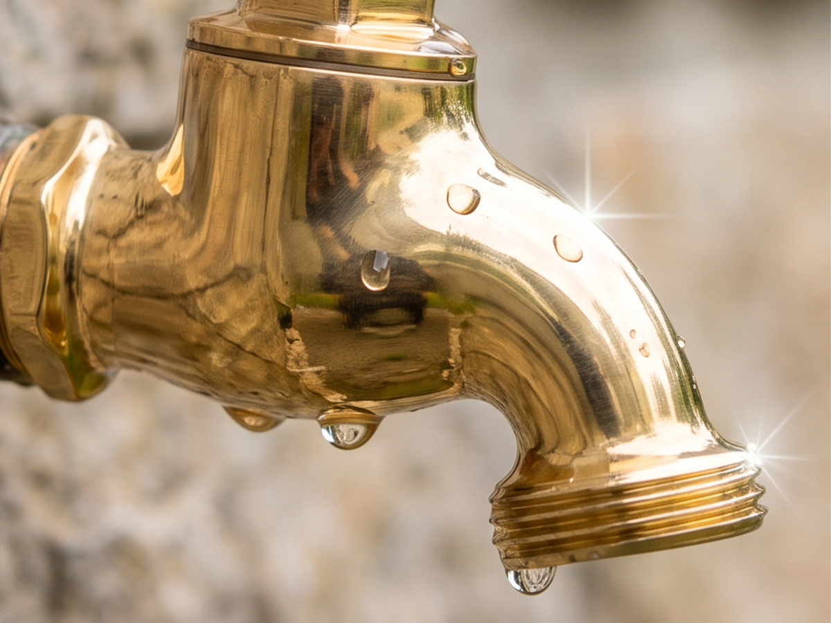 Restored brass finish after cleaning