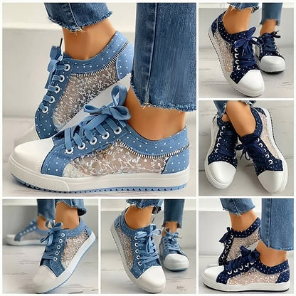 👟2026 New Design🙋‍♀️✨Ladies Casual Flat Round Toe Lace Up Low Top Shoes