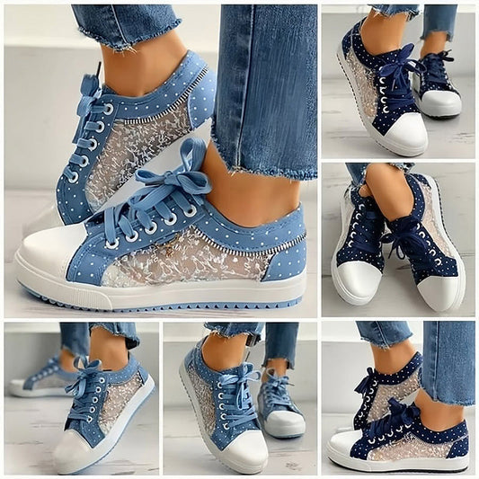 👟2026 New Design🙋‍♀️✨Ladies Casual Flat Round Toe Lace Up Low Top Shoes