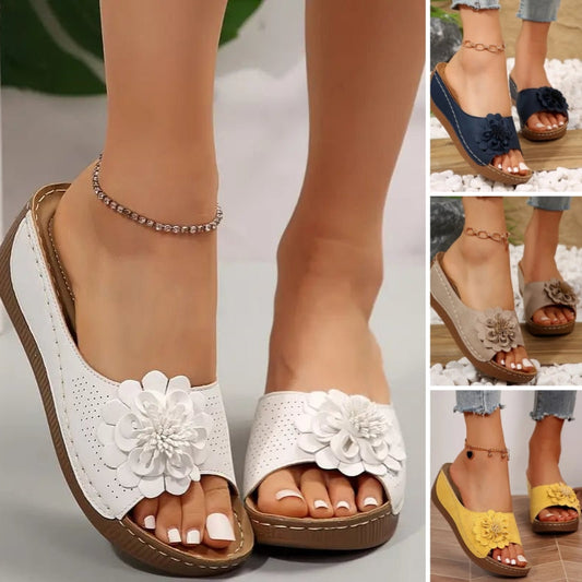 Vrouwen Comfort Slip-On Sandalen met Bloemen