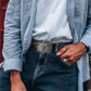Men's Retro Bull Head Embossed Leather Belt