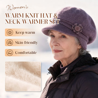 Women's Warm Knit Hat & Neck Warmer Set