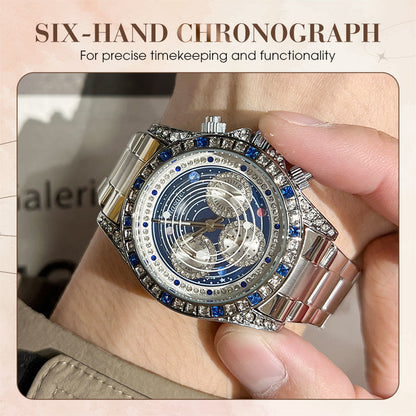 🎁TINAIBIN Twelve Zodiac Signs & Starry Sky Diamond Automatic Skeleton Men's Watch