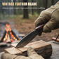 Forged Full-Tang Hunting Knife with Feather Pattern