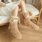 Women's Plush Slippers Socks Floor Socks Winter Home Indoor Thickened Fleece-Lined Anti-Slip Adult Women's Plush Snow Socks Shoe Covers