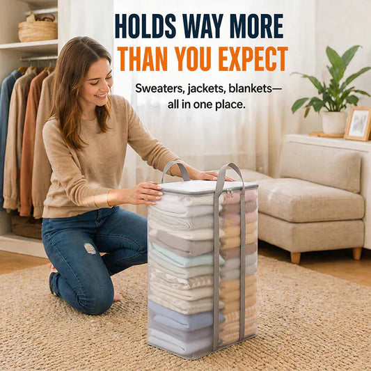 📦 Large, sturdy, thick, transparent plastic storage bag for clothes, moving & storage