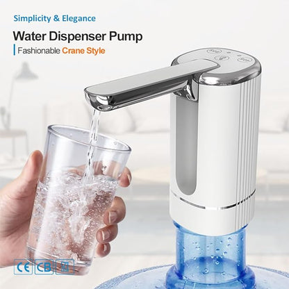 Automatic Water Dispenser Pump | Rechargeable USB-C Bottle Pump with Foldable Spout & One-Touch Control | Universal Fit for Home & Office