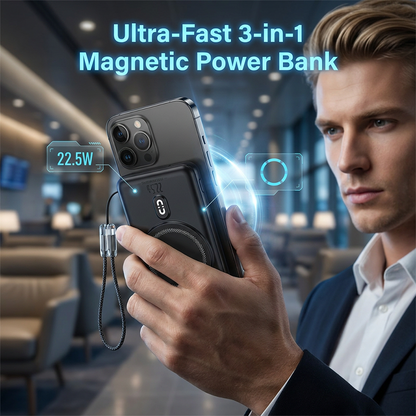⏰3-in-1 Magnetic Power Bank with Built-In Cable🔋📱
