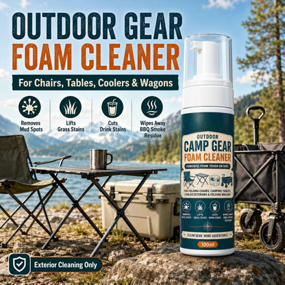 🏕️Outdoor Camp Gear Foam Cleaner with Cleaning Towel‑Powerful Stain Removing Foam Spray for Camping Chairs, Tables, Coolers & Folding Wagons