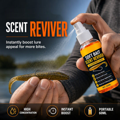 🎣Soft Bait Scent Booster Spray High‑Concentration Fishing Lure Scent Reviver, Portable Instant Attractant Spray for Fresh & Saltwater Soft Baits