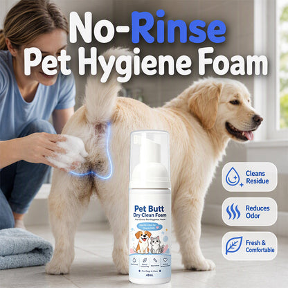 No-Rinse Pet Butt Dry Clean Foam for Dogs & Cats