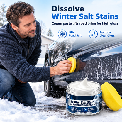 Winter Car Cleaning and Brightening Paste with Sponge for Removing Salt Stains Snow Melt Residue and Water Spots