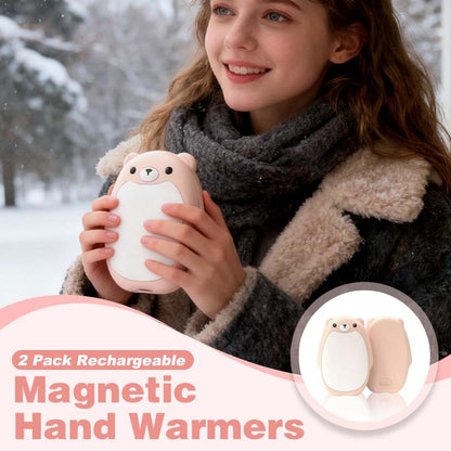 2 Pack Cute Bear Rechargeable Magnetic Hand Warmers