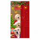 Christmas Door Cover - Santa & Reindeer Stretch Fabric Door Banner with 4-Side Elastic Edges, DIY Door Handle Cutout, Slip-On Front Door Holiday Decor