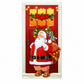 Christmas Door Cover - Santa & Reindeer Stretch Fabric Door Banner with 4-Side Elastic Edges, DIY Door Handle Cutout, Slip-On Front Door Holiday Decor