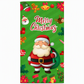 Christmas Door Cover - Santa & Reindeer Stretch Fabric Door Banner with 4-Side Elastic Edges, DIY Door Handle Cutout, Slip-On Front Door Holiday Decor