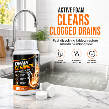 80 Count Drain Cleaning Effervescent Tablets for Pipe and Sewer Maintenance Suitable for Various Drains