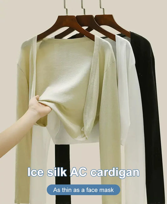 Camisa cárdigan de seda helada con aire acondicionado